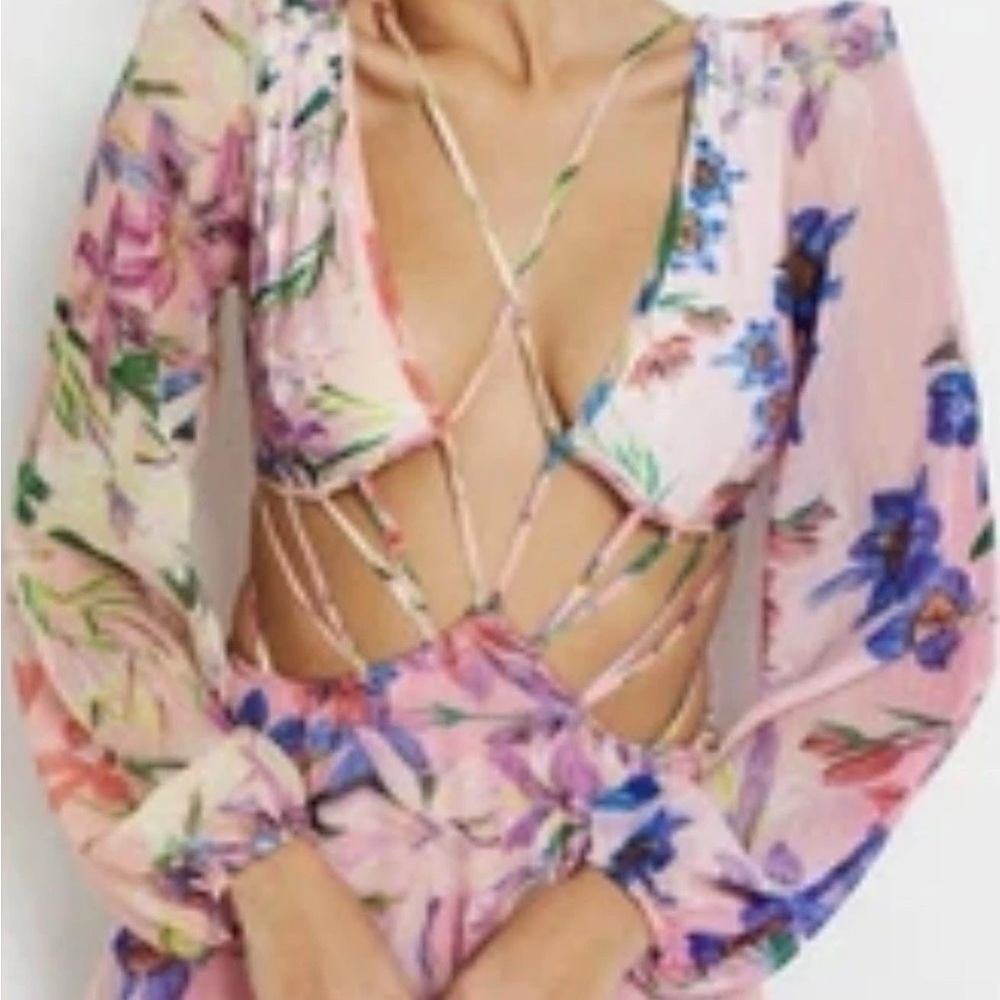 PatBO Pink Iris Floral Maxi Dress in XS - Picture 3 of 5